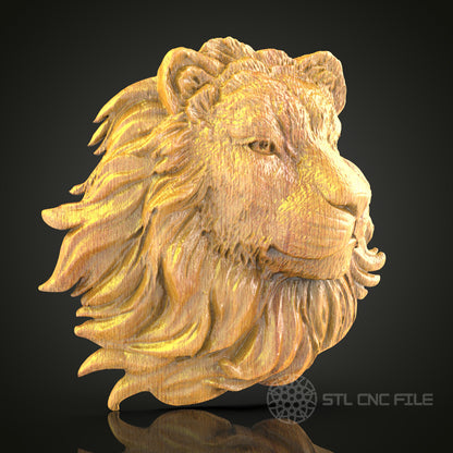 Majestic Lion Head STL File for CNC, 3D Wood Carving, King of the Jungle Art, Router Engraving, Wildlife Decor