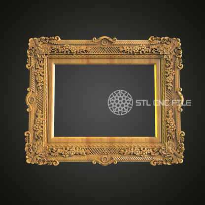 Vintage Style Detailed Frame STL File, CNC Carving for Artcam, Aspire, Ornate Wood Decor Pattern