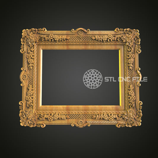 Vintage Style Detailed Frame STL File, CNC Carving for Artcam, Aspire, Ornate Wood Decor Pattern