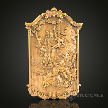 Forest Nymphs 3D Relief STL File for CNC, Mythical Wood Wall Art