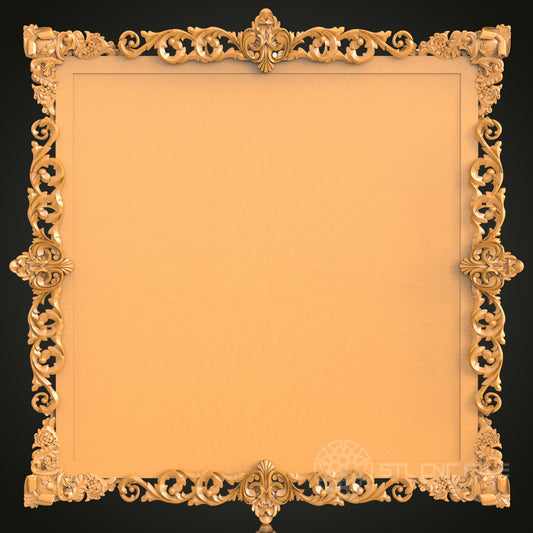 Elaborate Square Frame Design STL Model for CNC Router Engraver - Artcam, Aspire, CNC Files, 3D Printer Compatible, Wall Decor
