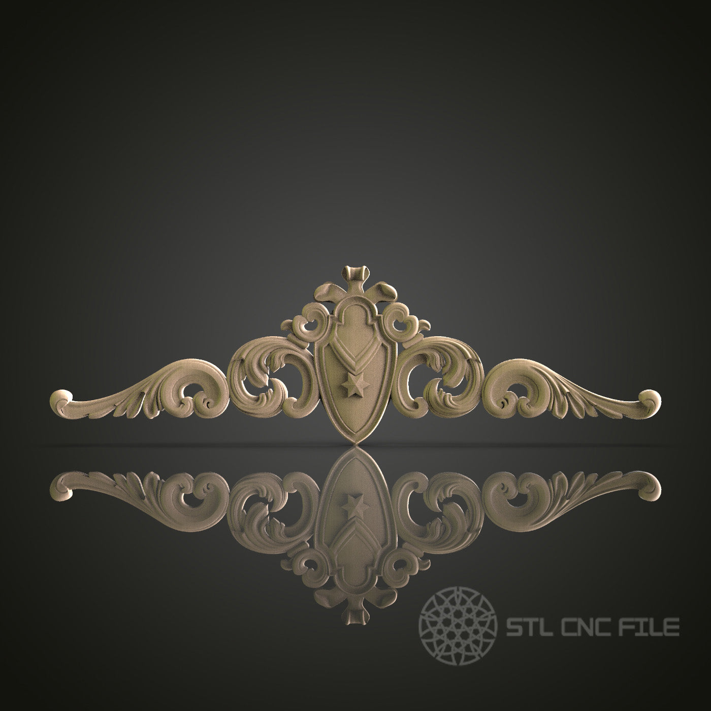 Elegant Shield Pediment for CNC and 3D Printing - STL File