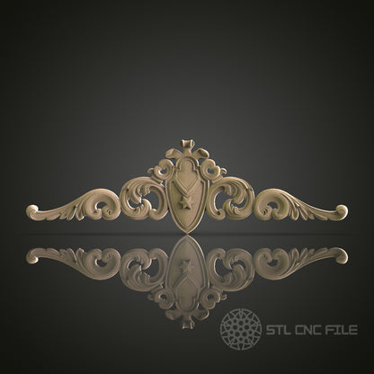 Elegant Shield Pediment for CNC and 3D Printing - STL File