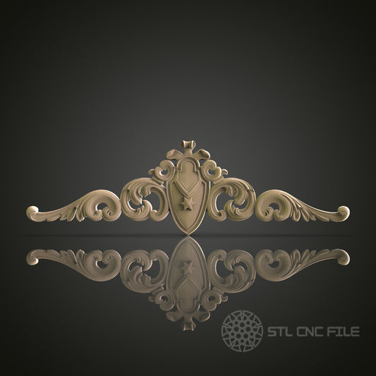 Elegant Shield Pediment for CNC and 3D Printing - STL File