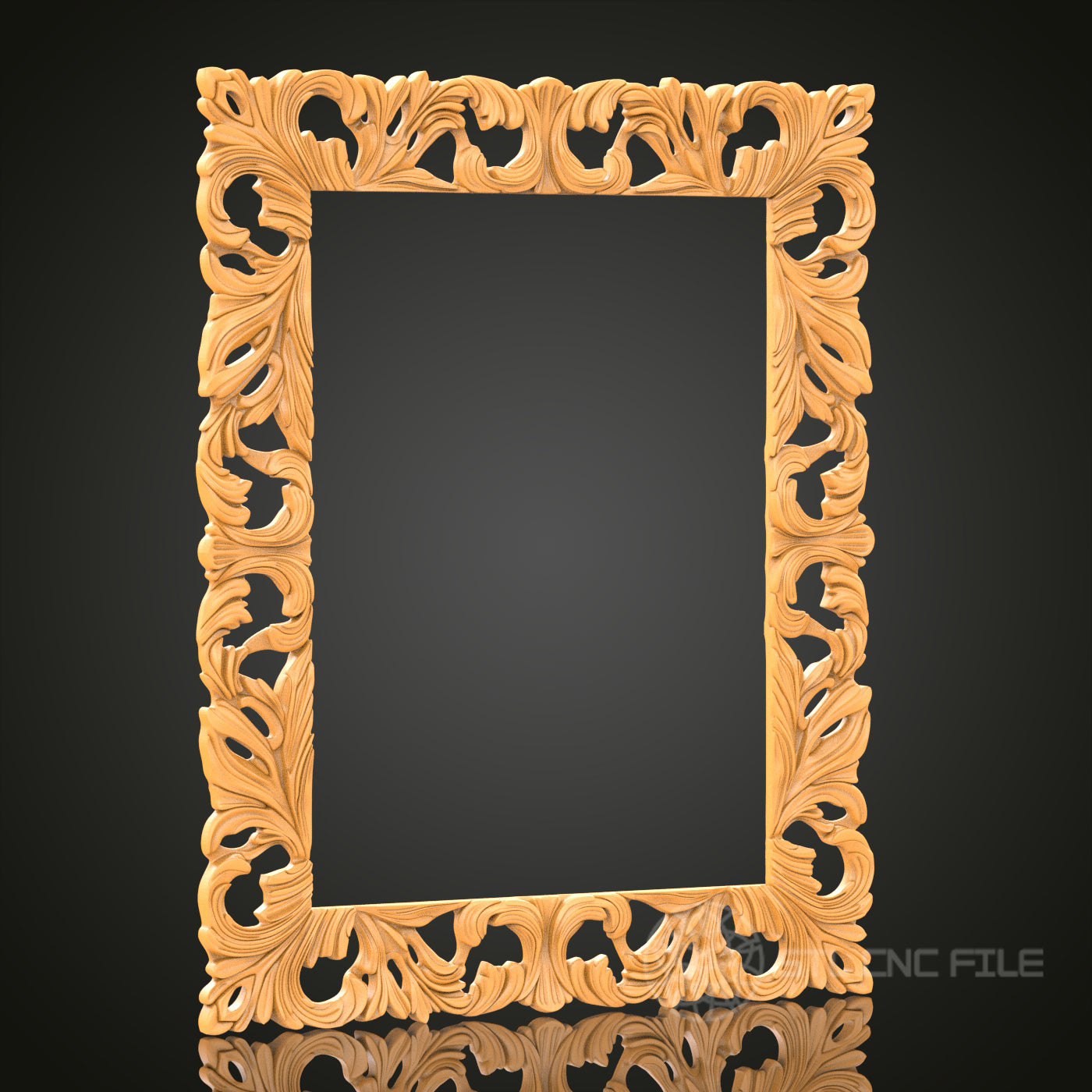 Elegant Leafy Rectangular Frame STL Model for CNC Router Engraver and 3D Printer - Wall Decor