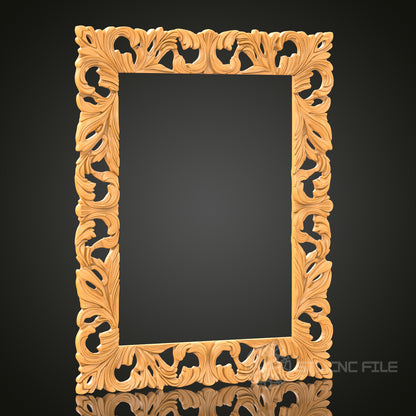 Elegant Leafy Rectangular Frame STL Model for CNC Router Engraver and 3D Printer - Wall Decor
