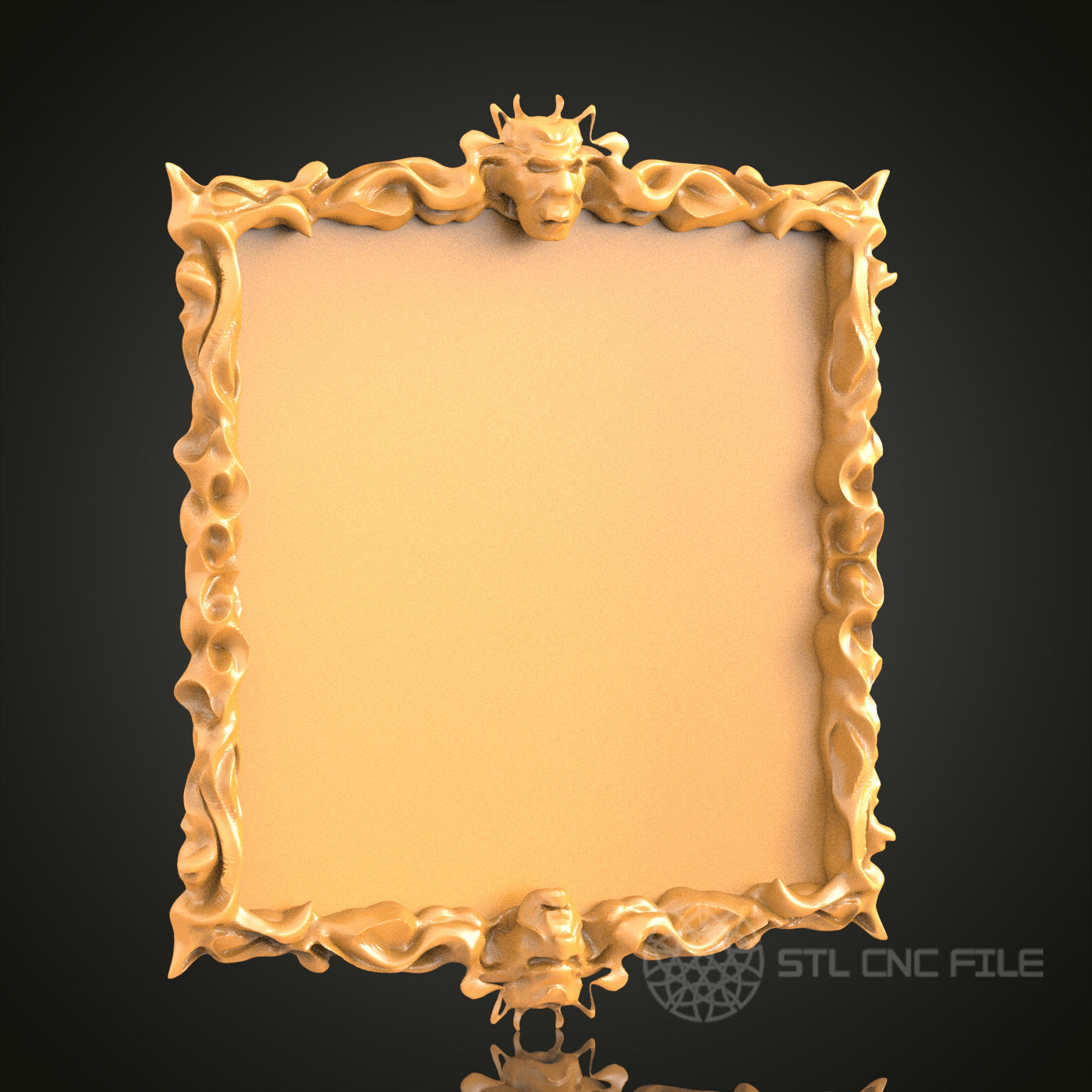 Fantastical Creature Square Frame STL Model – Ideal for CNC and 3D Printing Art Projects
