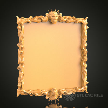 Fantastical Creature Square Frame STL Model – Ideal for CNC and 3D Printing Art Projects
