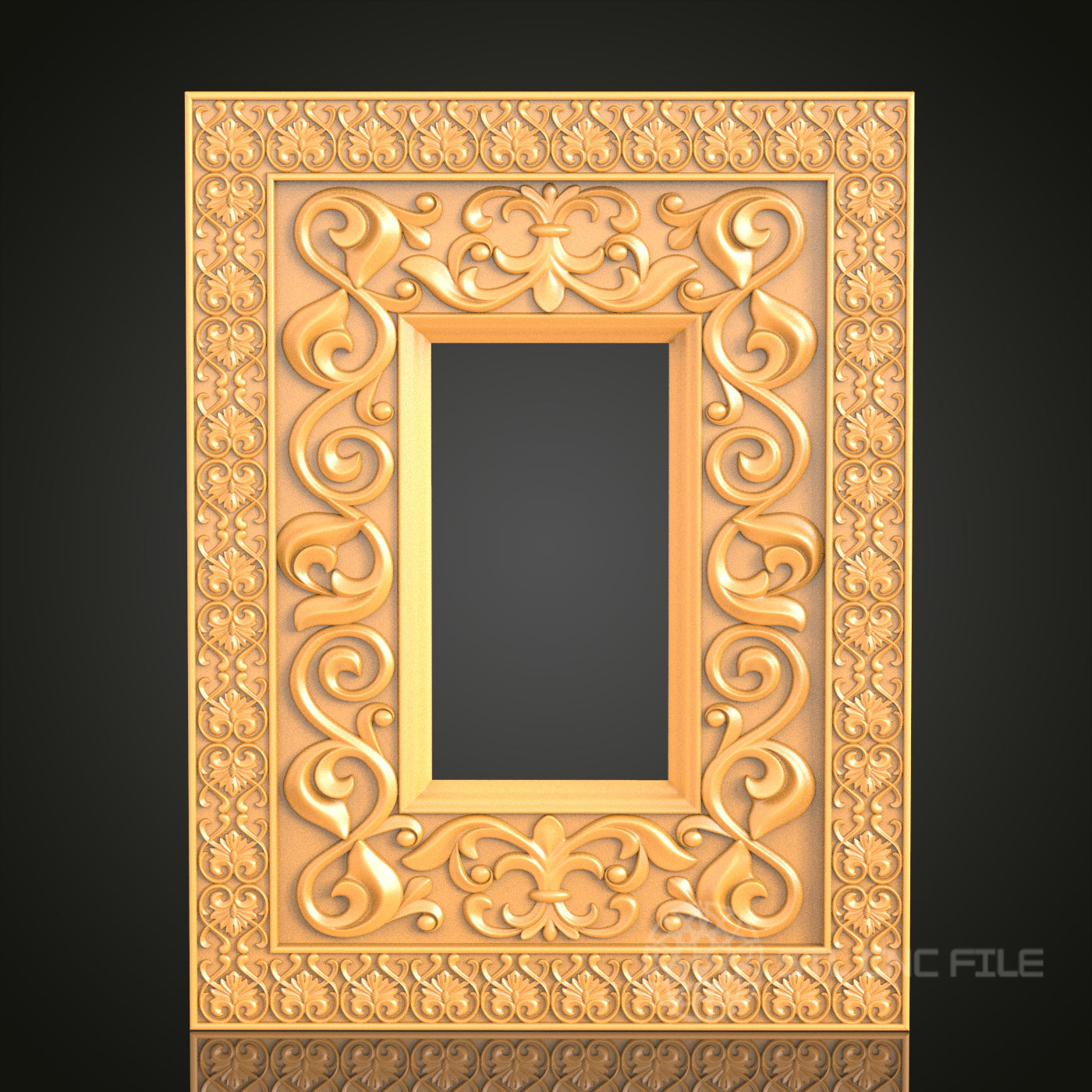 Decorative Scroll and Floral Border Frame STL Model – Ideal for CNC and 3D Printing