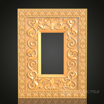 Decorative Scroll and Floral Border Frame STL Model – Ideal for CNC and 3D Printing