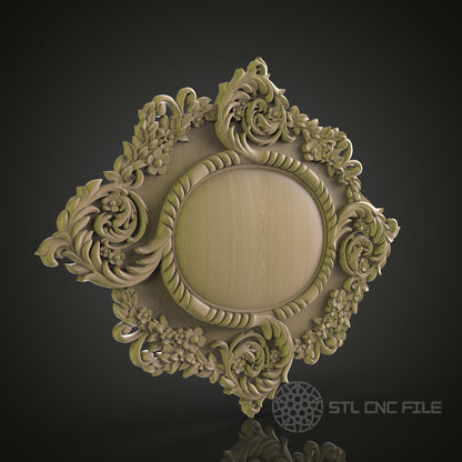 Ornate Floral Oval Frame CNC Router File - STL for 3D Printing and Wood Carving