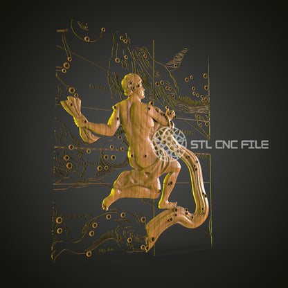 Aquarius Zodiac Sign CNC STL File - 3D Printable Astrological Art, Artcam, Aspire - Celestial Decor