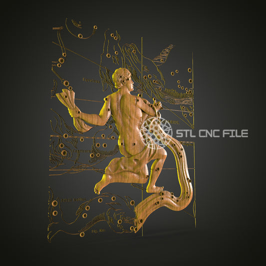 Aquarius Zodiac Sign CNC STL File - 3D Printable Astrological Art, Artcam, Aspire - Celestial Decor
