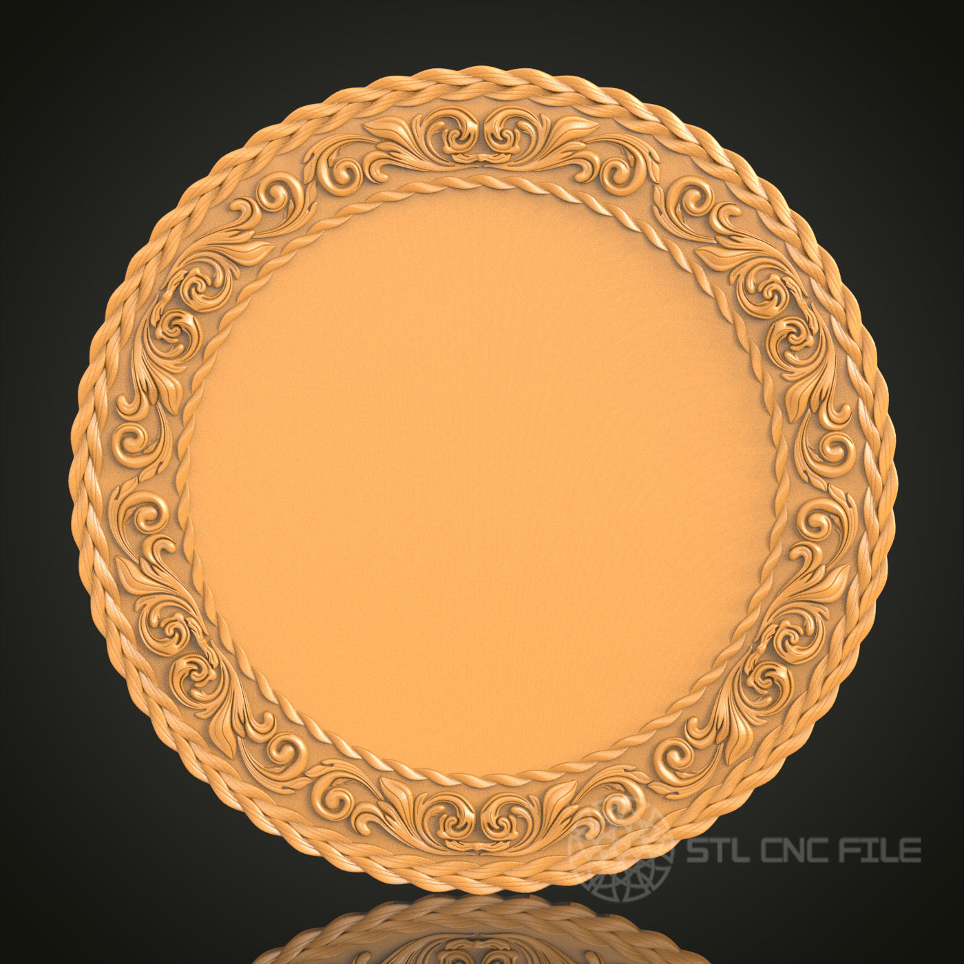 Ornate Baroque Plate Frame STL Model – Perfect for CNC Routing and 3D Printing"