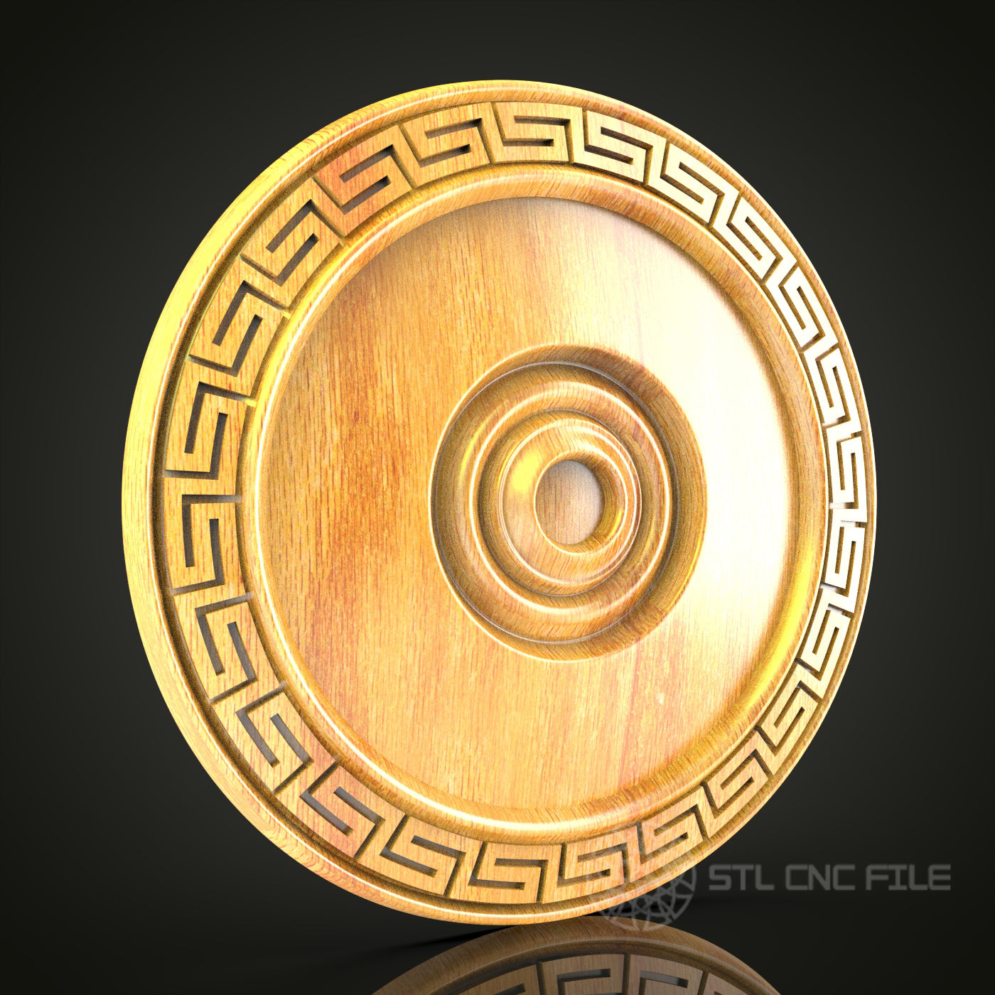 Greek Key Pattern CNC Router STL Model - Classic Circular Wood Carving