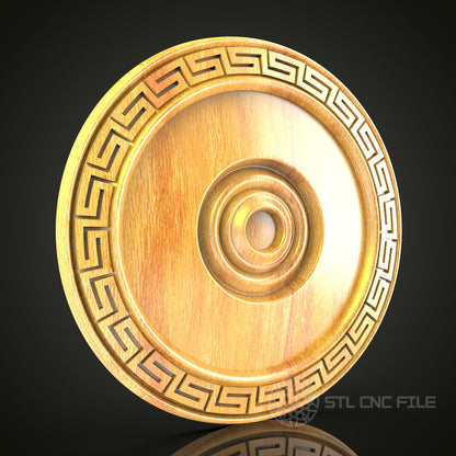 Greek Key Pattern CNC Router STL Model - Classic Circular Wood Carving