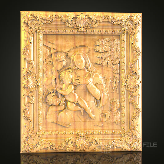 Angelic Guardian and Children Relief STL Model for CNC Router - Artcam, Aspire Compatible, Sacred Art Wood Carving