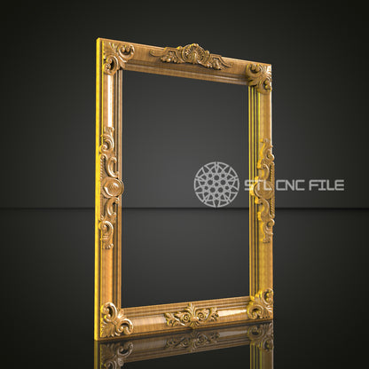 Luxurious CNC Router Engraved Wooden Frame - Classic Floral Design, Ideal for Art Displays & Home Decor