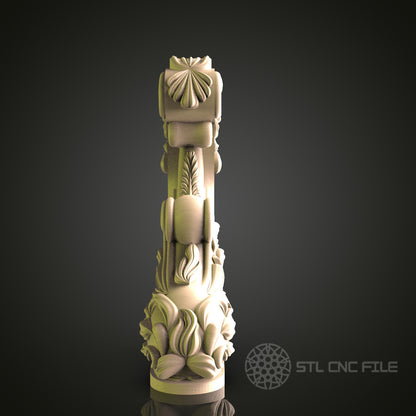 Floral Column Ornament - STL Model for CNC Router, 3D Printer - Artcam, Aspire Compatible