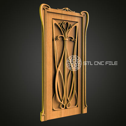 Art Nouveau Decorative Panel STL File - CNC Router and 3D Printer Ready - Elegant Home Decor and Art Installation Design
