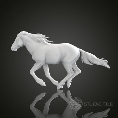 Running Horse 3D Relief Art for CNC Router, Artcam, Aspire, Wall Decor, STL Model, Compatible with 3D Printers