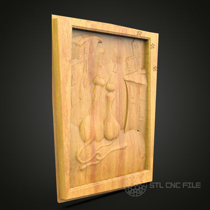 Minimalist Fruit Still Life CNC Carving STL File - Modern Decor Design, Compatible with Artcam, Aspire