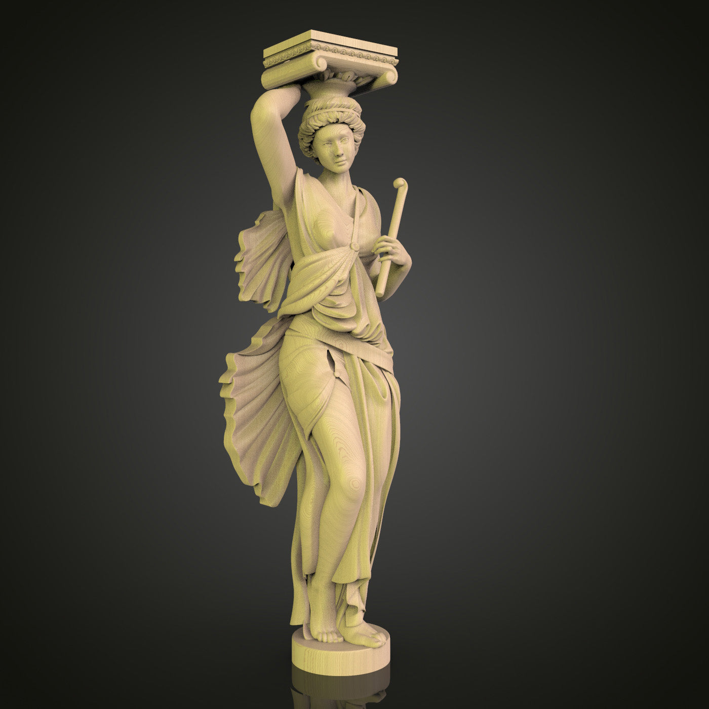 Classical Greek Caryatid 3D Model STL File, Elegant Column Figure for CNC Router – Compatible with Artcam, Aspire