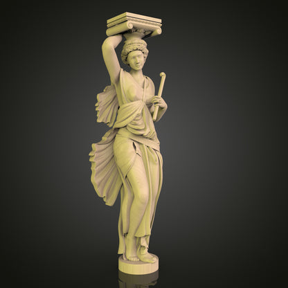Classical Greek Caryatid 3D Model STL File, Elegant Column Figure for CNC Router – Compatible with Artcam, Aspire