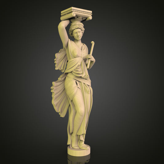 Classical Greek Caryatid 3D Model STL File, Elegant Column Figure for CNC Router – Compatible with Artcam, Aspire