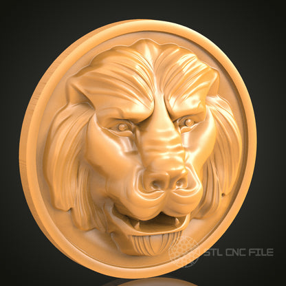 Lion Head 3D STL Model, CNC Router Engraver Artcam Aspire, Wood Art Wall Decor, 3D Printer Ready, PDF with STL Link