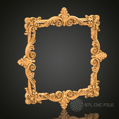 Lavish Floral Swirl Square Frame STL Model – Perfect for CNC and 3D Printing Decor