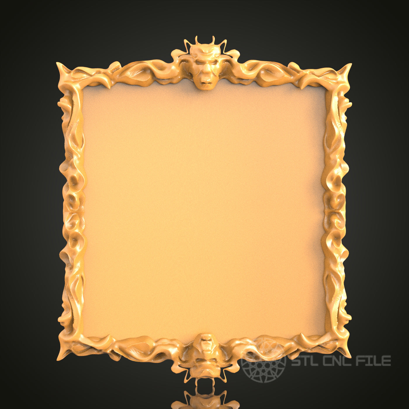 Fantastical Creature Square Frame STL Model – Ideal for CNC and 3D Printing Art Projects