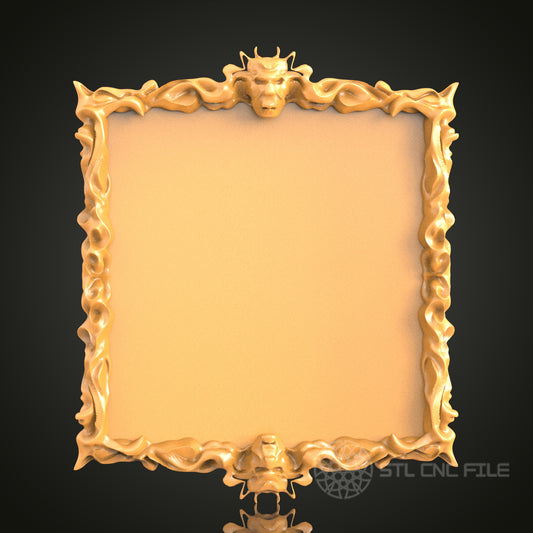Fantastical Creature Square Frame STL Model – Ideal for CNC and 3D Printing Art Projects