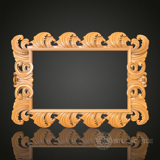 Baroque Ornate Decorative Frame STL Model for CNC Router Engraver, 3D Printer, Wall Art Decor