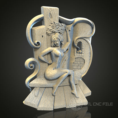 Artistic Female Figure STL Model for CNC and 3D Printing, Artcam, Aspire, Wall Decor