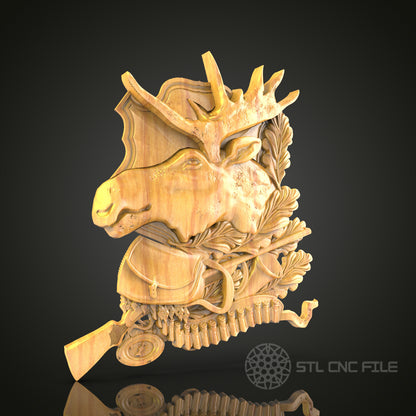 3D Moose Wall Art CNC Router File - STL Model for Wood, Artcam Aspire, CNC Engraver