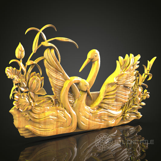 Elegant Swan Lake STL File for CNC Wood Carving – Ideal for Artcam, Aspire Enthusiasts & Home Decor