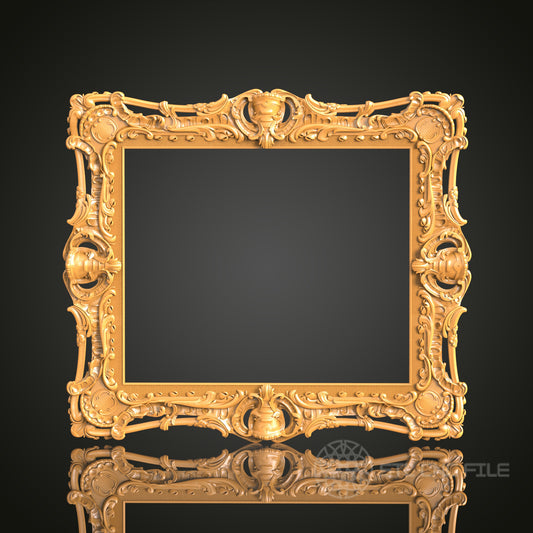 Baroque Square Frame STL Model - Exquisite Decor for CNC & 3D Printing, Luxurious Wall Art
