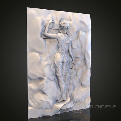 Lady Justice Relief STL Model for CNC Router Engraver, Artcam, Aspire, Wood, Wall Decor