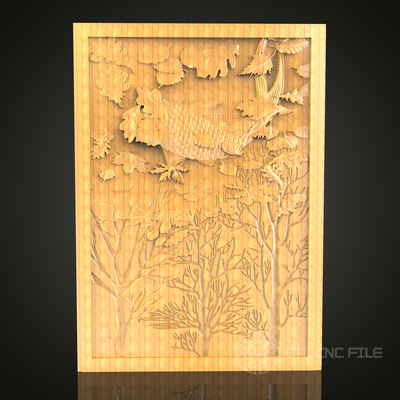 Forest Pheasant 3D STL Model - CNC Router File for Wildlife Wood Carving, Nature-Inspired Decor