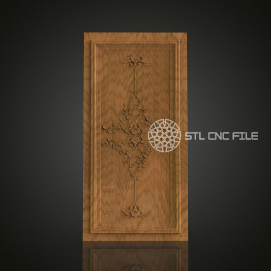 Ornate 3D Carved Floral Door Panel STL File for CNC and 3D Printing - Decorative Relief Art, Home Decor, Digital Download