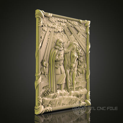 Knight and Maiden 3D CNC Router Engraver File, STL Model for Artcam Aspire, Wood Wall Decor