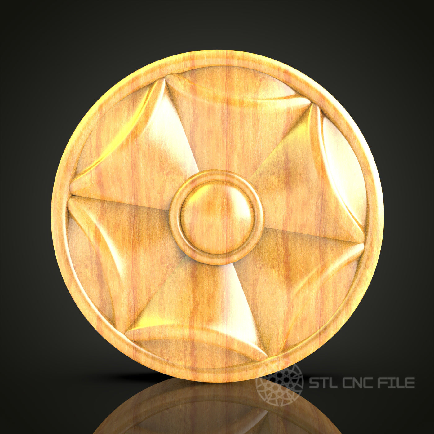 Geometric Shield Design STL File for CNC, 3D Router Model, Artcam Aspire, Wooden Plaque, Circular Wall Art