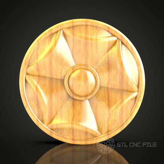 Geometric Shield Design STL File for CNC, 3D Router Model, Artcam Aspire, Wooden Plaque, Circular Wall Art
