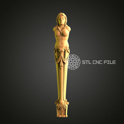 Elegant Wooden Lady Sculpture - CNC STL File for 3D Printing, Artcam, Aspire - Home Decor