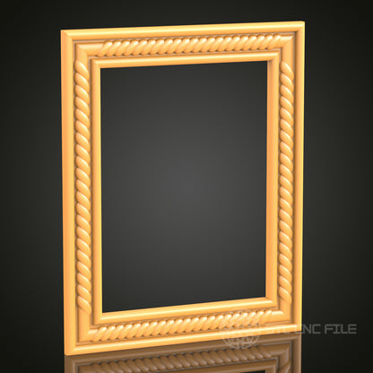 Elegant Rope Border 3D Frame STL Model for CNC Router Engraver | Artcam, Aspire | Wood Art Decor | 3D Printer Ready