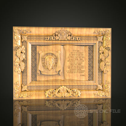 Religious Iconography 3D Relief Model for CNC – Saint's Portrait, Ornate Wood Carving File