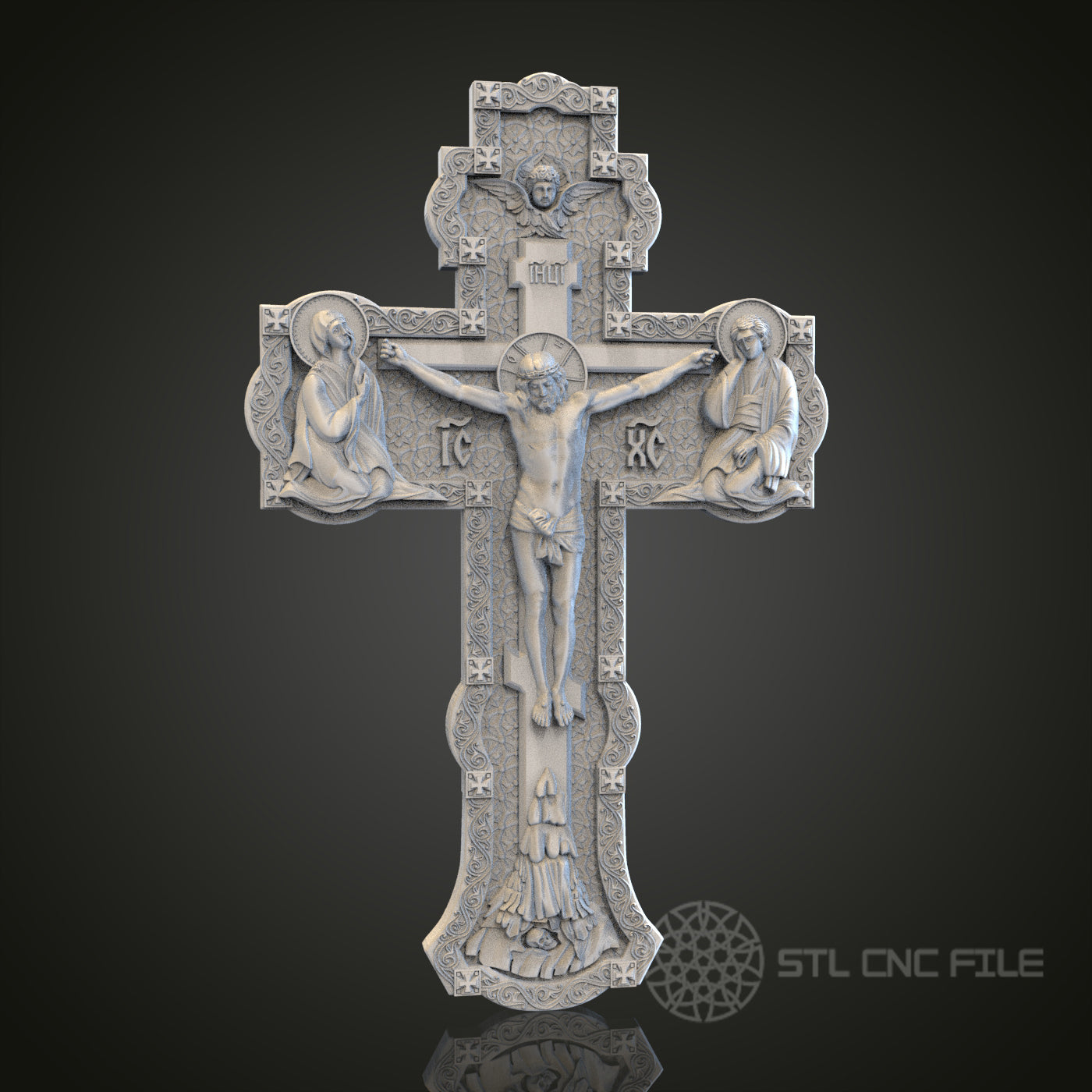Crucifixion Cross Relief STL Model for CNC Router Engraver, Artcam, Aspire, Wood, Wall Decor