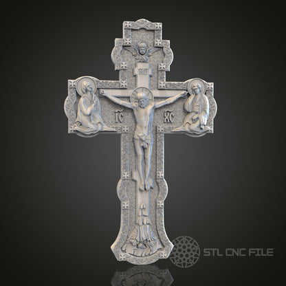 Crucifixion Cross Relief STL Model for CNC Router Engraver, Artcam, Aspire, Wood, Wall Decor