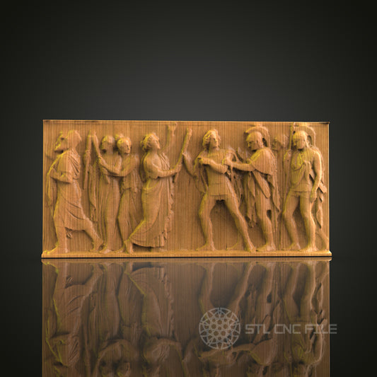 Procession Relief - STL Model for CNC Router Engraver - Artcam, Aspire Compatible - Wood Art, Wall Decor, 3D Printer Ready